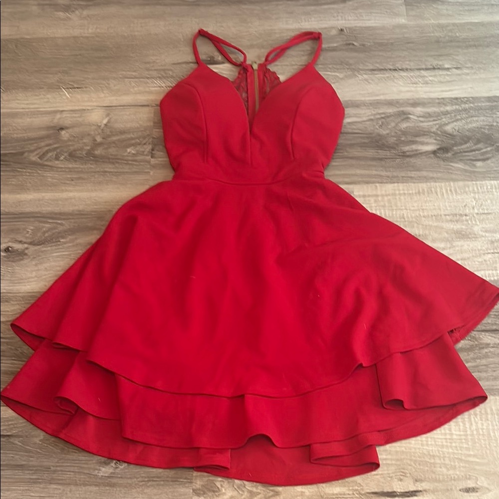 LNL Elegant Red Sleeveless Dress